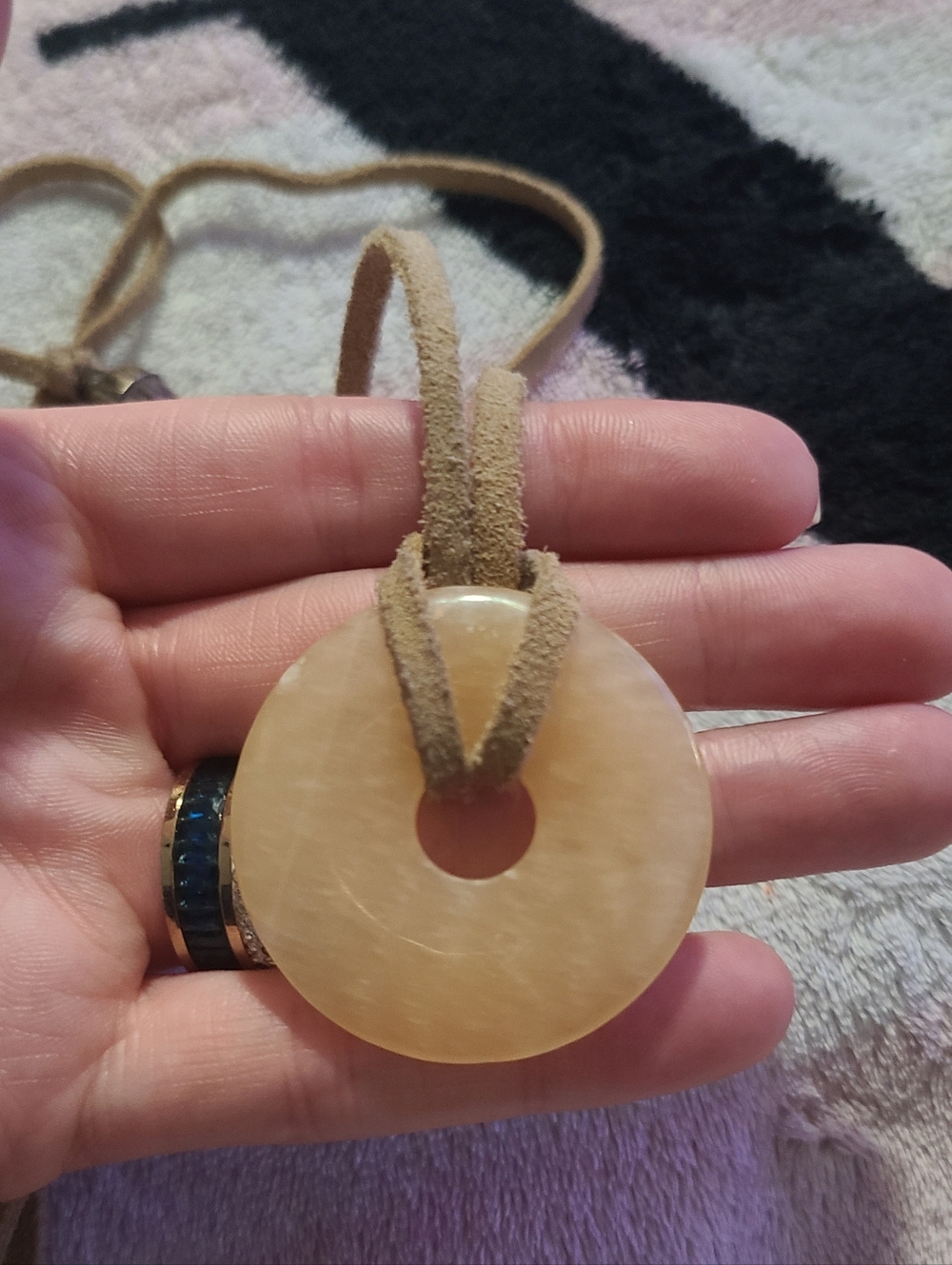 Yellow Jasper Donut Pendent - Picture 2 of 9